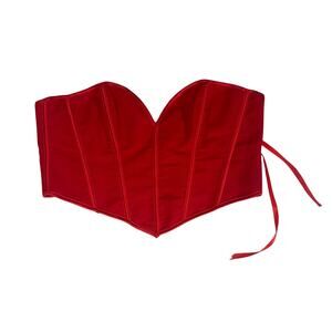 Red Corset Bustier Top – Size XL – Lace Up Back